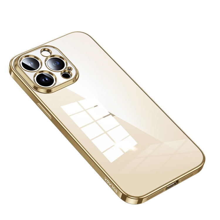 For iPhone 14 Pro SULADA Shine Through Series Plating TPU Transparent Phone Protective Case(Gold) - iPhone 14 Pro Cases by SULADA | Online Shopping South Africa | PMC TechLife | Buy Now Pay Later Mobicred
