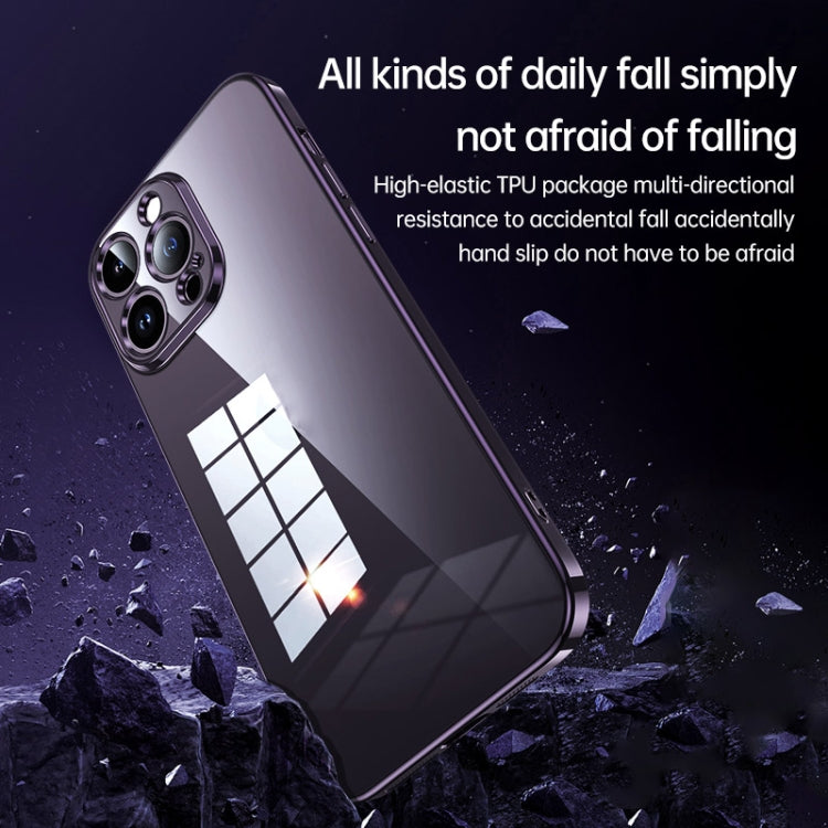 For iPhone 14 Pro SULADA Shine Through Series Plating TPU Transparent Phone Protective Case(Dark Purple) - iPhone 14 Pro Cases by SULADA | Online Shopping South Africa | PMC TechLife | Buy Now Pay Later Mobicred