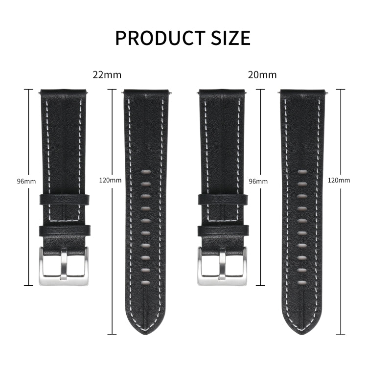 For Realme Watch 3/Amazfit GTR4/4 Pro Universal Grooved Genuine Leather Watch Band(Grey) - free shipping - PMC TechLife - Order now!