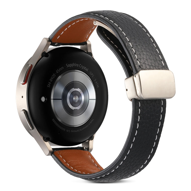 For Realme Watch 3/Amazfit GTR4/4 Pro Universal Folding Buckle Genuine Leather Watch Band(Black) - free shipping - PMC TechLife - Order now!