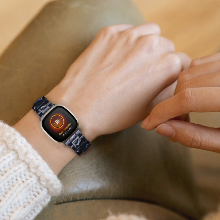 For Fitbit Versa 3 / Sense Universal Resin Watch Band(Black Flower) - free shipping - PMC TechLife - Order now!