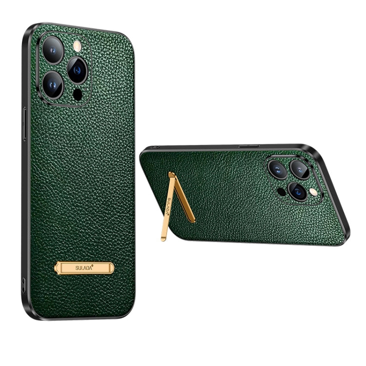 For iPhone 14 Plus SULADA Invisible Bracket Leather Back Cover Phone Case(Dark Green) - iPhone 14 Plus Cases by SULADA | Online Shopping South Africa | PMC TechLife | Buy Now Pay Later Mobicred