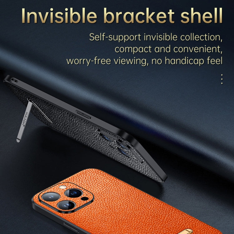 For iPhone 14 Plus SULADA Invisible Bracket Leather Back Cover Phone Case(Black) - iPhone 14 Plus Cases by SULADA | Online Shopping South Africa | PMC TechLife | Buy Now Pay Later Mobicred