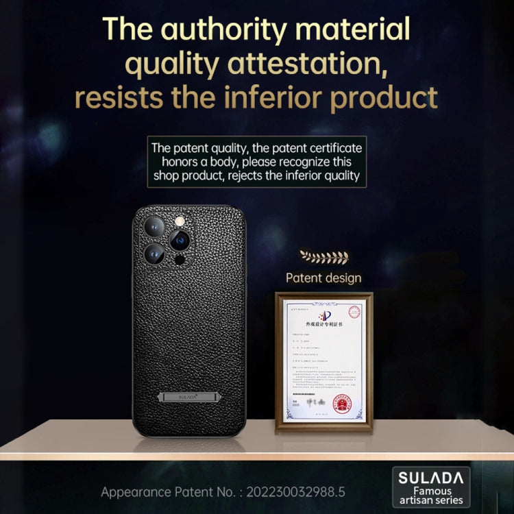 For iPhone 14 Plus SULADA Invisible Bracket Leather Back Cover Phone Case(Dark Green) - iPhone 14 Plus Cases by SULADA | Online Shopping South Africa | PMC TechLife | Buy Now Pay Later Mobicred