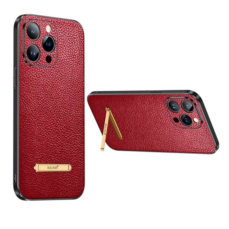 For iPhone 14 Pro SULADA Invisible Bracket Leather Back Cover Phone Case(Red) - iPhone 14 Pro Cases by SULADA | Online Shopping South Africa | PMC TechLife | Buy Now Pay Later Mobicred