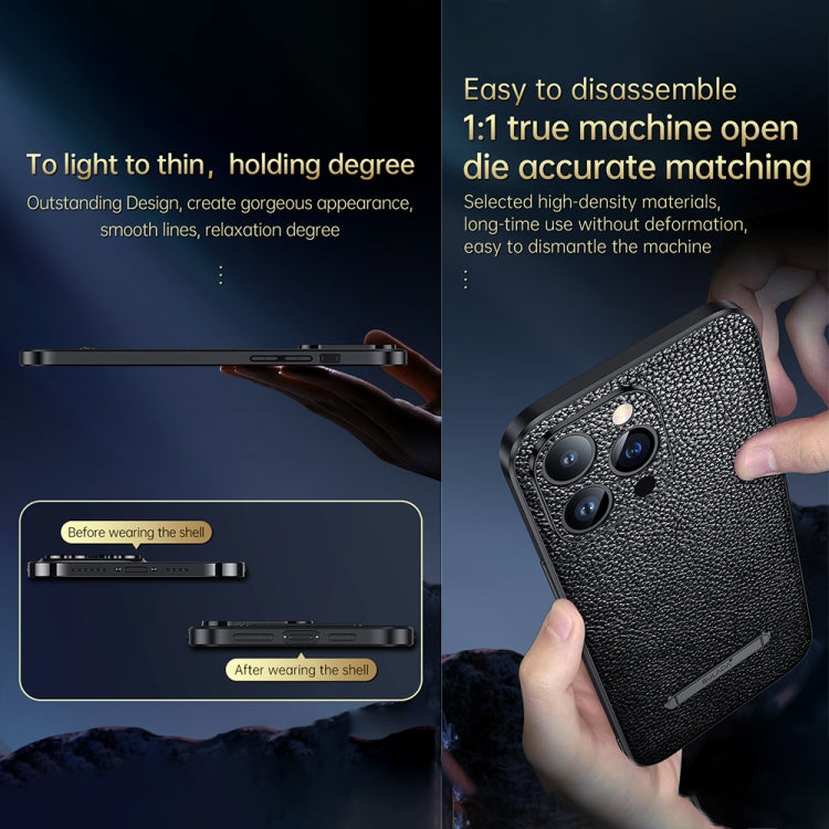 For iPhone 14 Pro SULADA Invisible Bracket Leather Back Cover Phone Case(Black) - iPhone 14 Pro Cases by SULADA | Online Shopping South Africa | PMC TechLife | Buy Now Pay Later Mobicred