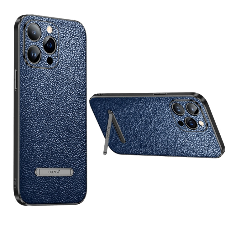 For iPhone 14 Pro Max SULADA Invisible Bracket Leather Back Cover Phone Case(Blue) - free shipping - PMC TechLife - Order now!