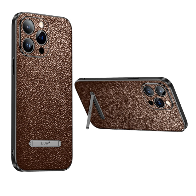 For iPhone 13 SULADA Invisible Bracket Leather Back Cover Phone Case(Brown) - iPhone 13 Cases by SULADA | Online Shopping South Africa | PMC TechLife | Buy Now Pay Later Mobicred