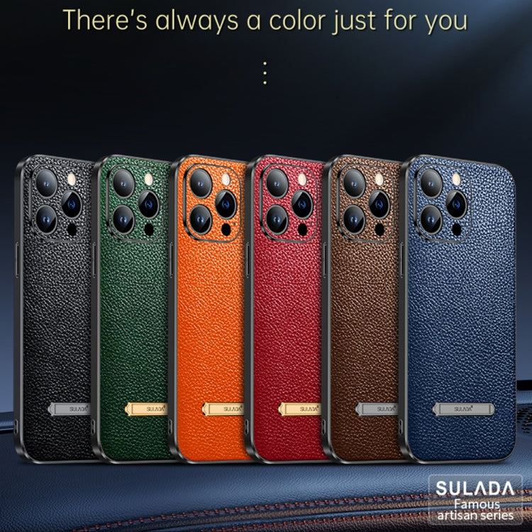 For iPhone 13 Pro Max SULADA Invisible Bracket Leather Back Cover Phone Case(Blue) - free shipping - PMC TechLife - Order now!
