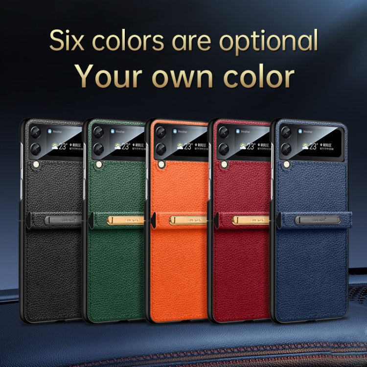 For Samsung Galaxy Z Flip3 5G SULADA Invisible Bracket Leather Back Cover Phone Case(Red) - Galaxy Phone Cases by SULADA | Online Shopping South Africa | PMC TechLife | Buy Now Pay Later Mobicred