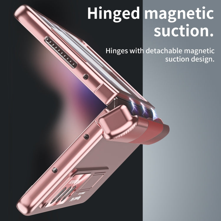 For Samsung Galaxy Z Fold3 5G Electroplating Corrugated Hinge Folding Phone Case(Rose Gold) - free shipping - PMC TechLife - Order now!