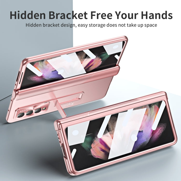 For Samsung Galaxy Z Fold3 5G Electroplating Corrugated Hinge Folding Phone Case(Rose Gold) - free shipping - PMC TechLife - Order now!