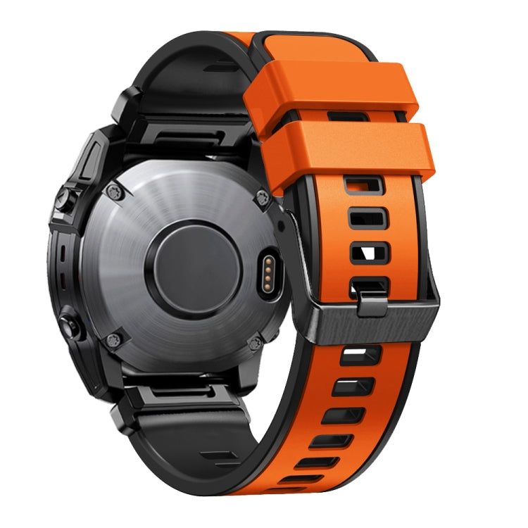 Compatible with Garmin Fenix 7X 26mm Plain Weave Two-Color Quick Release Silicone Watch Band(Orange Black) - free shipping - PMC TechLife - Order now!
