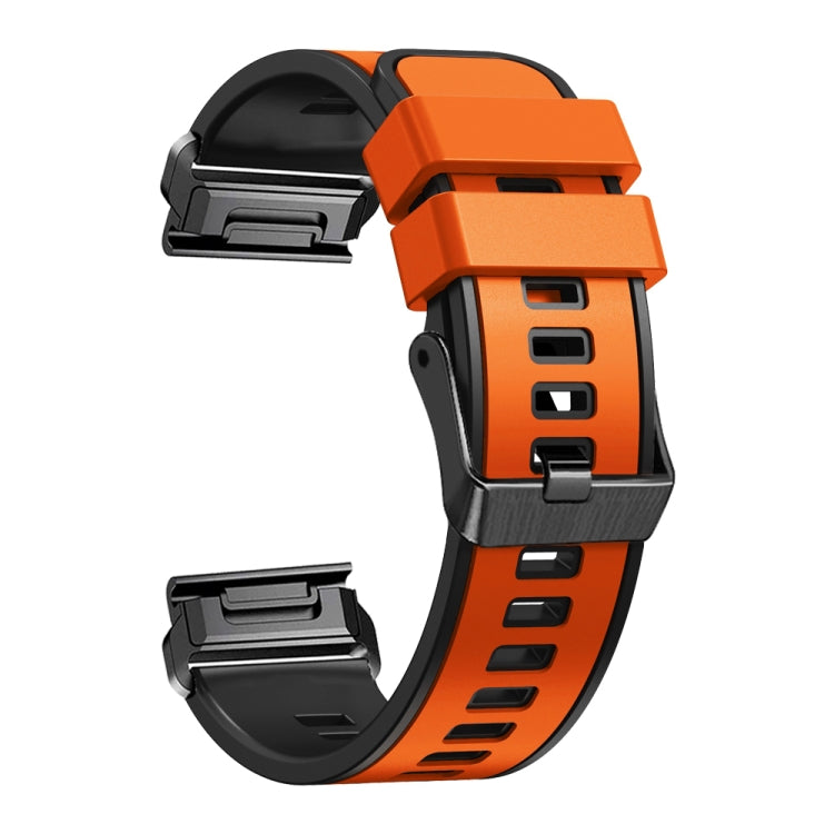 Compatible with Garmin Fenix 7X 26mm Plain Weave Two-Color Quick Release Silicone Watch Band(Orange Black) - free shipping - PMC TechLife - Order now!