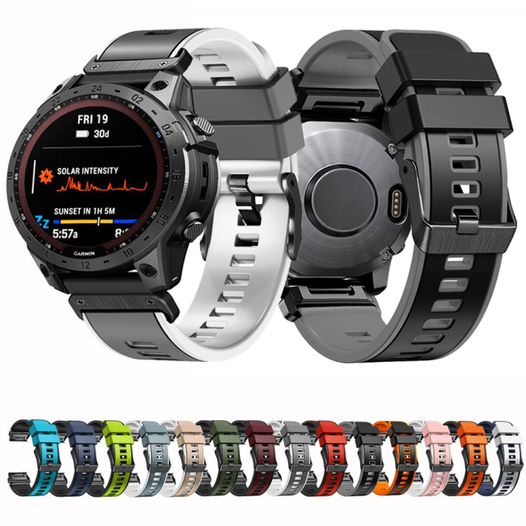 Compatible with Garmin Fenix 7X 26mm Plain Weave Two-Color Quick Release Silicone Watch Band(Orange Black) - free shipping - PMC TechLife - Order now!