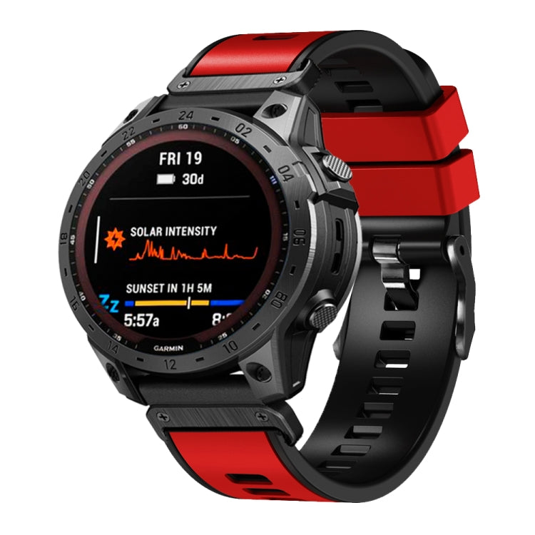 Compatible with Garmin Fenix 7 22mm Plain Weave Two-Color Quick Release Silicone Watch Band(Red) - free shipping - PMC TechLife - Order now!