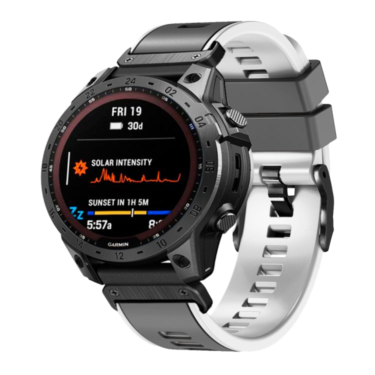 Compatible with Garmin Fenix 7 22mm Plain Weave Two-Color Quick Release Silicone Watch Band(Grey) - free shipping - PMC TechLife - Order now!