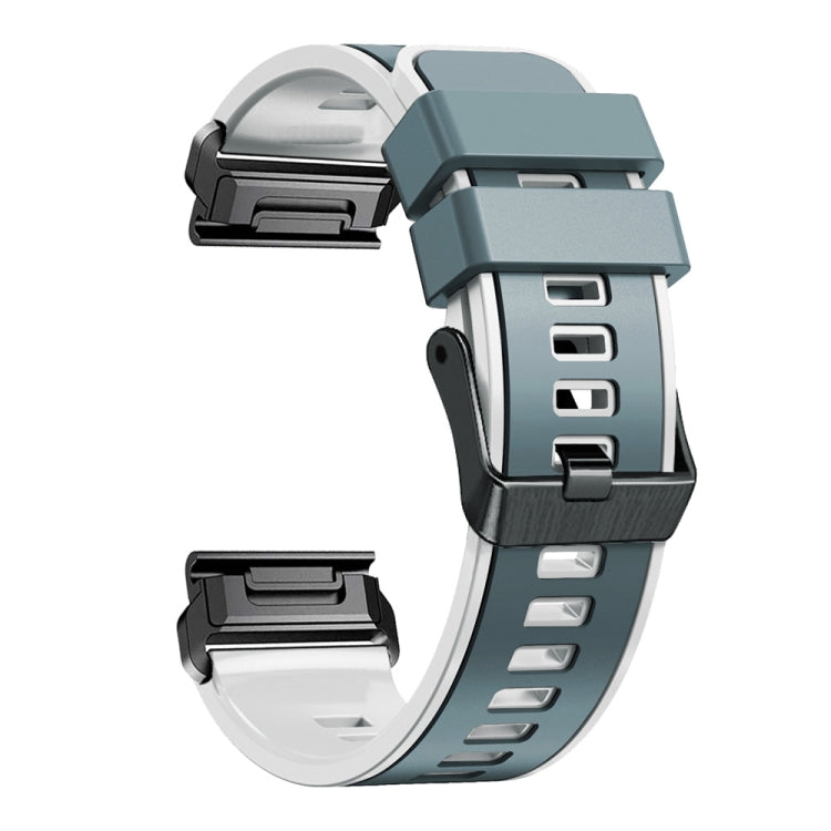 Compatible with Garmin Fenix 7 22mm Plain Weave Two-Color Quick Release Silicone Watch Band(Blue Grey White) - free shipping - PMC TechLife - Order now!