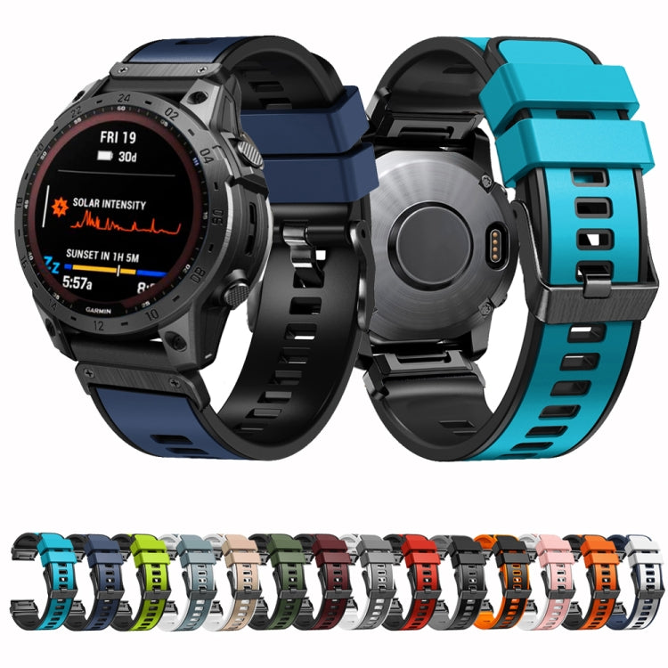 Compatible with Garmin Fenix 7 22mm Plain Weave Two-Color Quick Release Silicone Watch Band(Dark Blue) - free shipping - PMC TechLife - Order now!