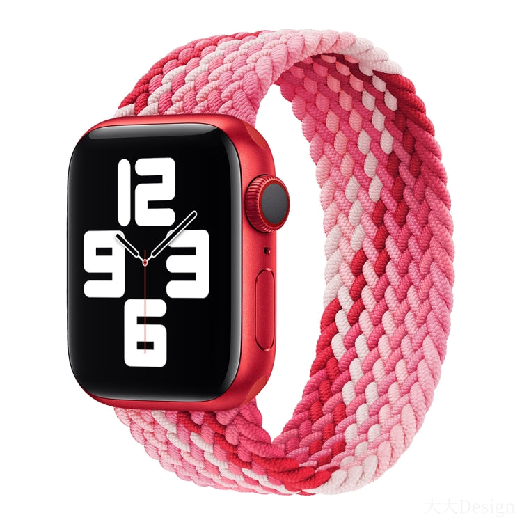Nylon Single-turn Braided Watch Band For Apple Watch Ultra 49mm&Watch Ultra 2 49mm / Series 9&8&7 45mm / SE 3&SE 2&6&SE&5&4 44mm / 3&2&1 42mm, Length:155mm(Strawberry Red) - free shipping - PMC TechLife - Order now!