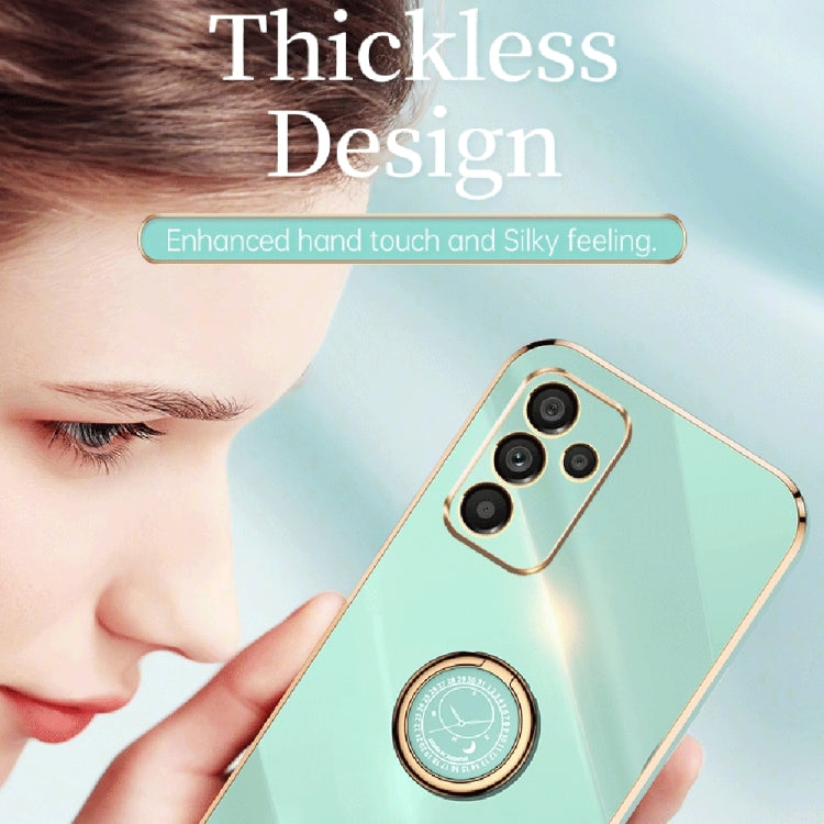For Samsung Galaxy A14 5G XINLI Straight Edge 6D Electroplate TPU Phone Case with Ring Holder(Mint Green) - free shipping - PMC TechLife - Order now!