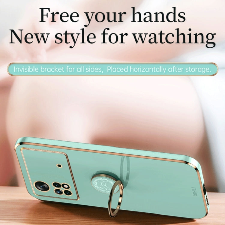 For Xiaomi Poco X4 Pro 5G XINLI Straight Edge 6D Electroplate TPU Phone Case with Ring Holder(Pink) - free shipping - PMC TechLife - Order now!