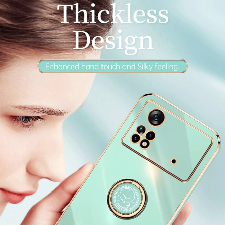 For Xiaomi Poco X4 Pro 5G XINLI Straight Edge 6D Electroplate TPU Phone Case with Ring Holder(Pink) - free shipping - PMC TechLife - Order now!