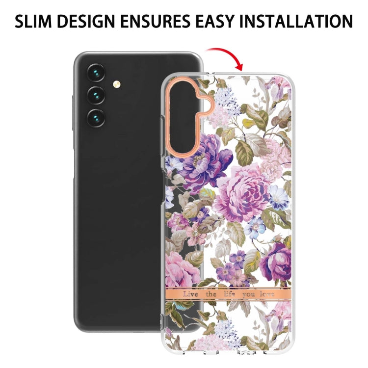 For Samsung Galaxy A14 5G Flowers and Plants Series IMD TPU Phone Case(Purple Peony) - free shipping - PMC TechLife - Order now!