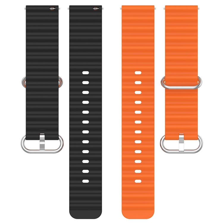 20mm Universal Ocean Style Silicone Two Color Watch Band(Orange Black) - 20mm Bands by PMC TechLife | Online Shopping South Africa | PMC TechLife | Buy Now Pay Later Mobicred