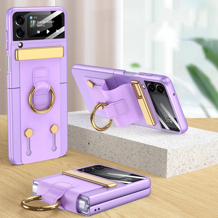For Samsung Galaxy Z Flip3 5G GKK Ultrathin Shockproof Phone Case with Ring Holder / Wrist Strap(Purple) - Galaxy Phone Cases by GKK | Online Shopping South Africa | PMC TechLife | Buy Now Pay Later Mobicred