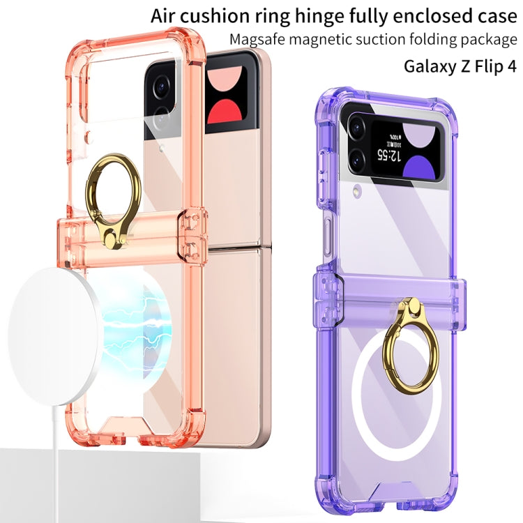 For Samsung Galaxy Z Flip4 GKK MagSafe Airbag Hinge Shockproof Phone Case with Ring Holder(Transparent) - Galaxy Z Flip4 5G Cases by GKK | Online Shopping South Africa | PMC TechLife | Buy Now Pay Later Mobicred