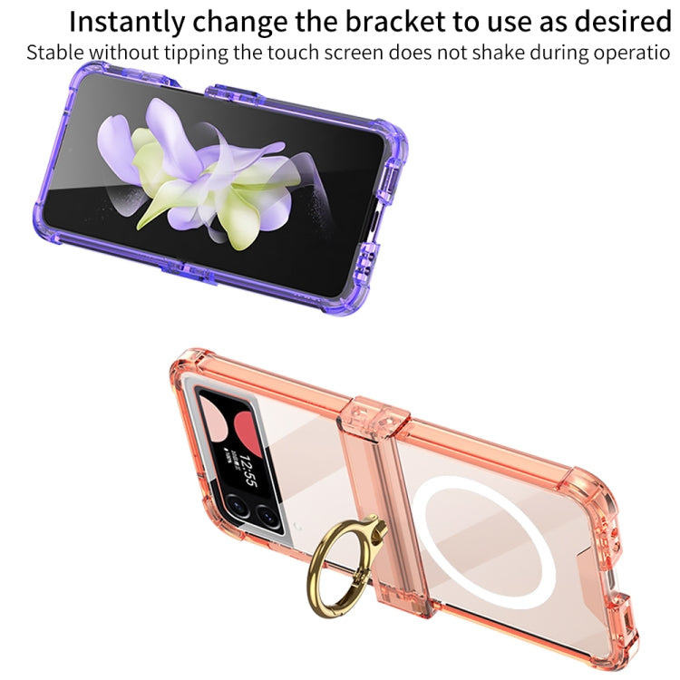 For Samsung Galaxy Z Flip4 GKK MagSafe Airbag Hinge Shockproof Phone Case with Ring Holder(Transparent) - Galaxy Z Flip4 5G Cases by GKK | Online Shopping South Africa | PMC TechLife | Buy Now Pay Later Mobicred