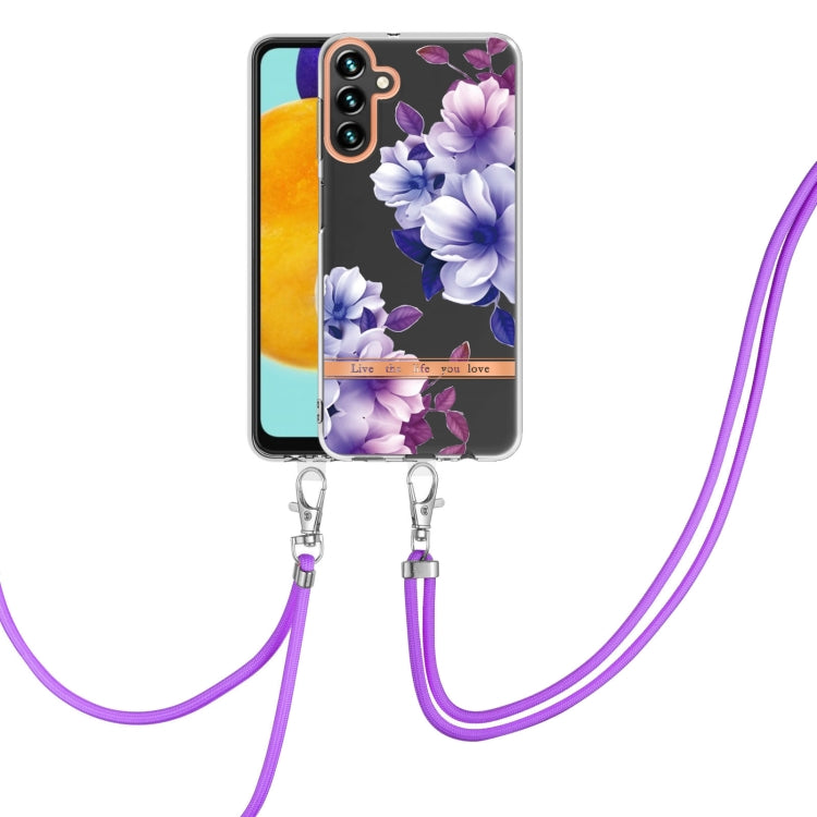 For Samsung Galaxy A14 5G Flowers and Plants Series IMD TPU Phone Case with Lanyard(Purple Begonia) - free shipping - PMC TechLife - Order now!