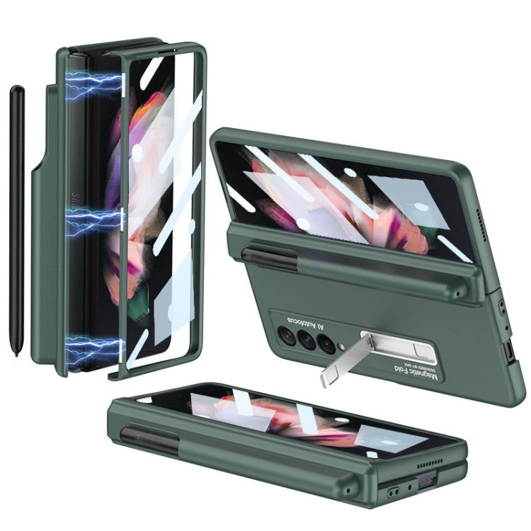 For Samsung Galaxy Z Fold3 5G GKK Full Coverage Magnetic Fold Hinge Shockproof Phone Case with Pen Slots(Green) - Galaxy Phone Cases by GKK | Online Shopping South Africa | PMC TechLife | Buy Now Pay Later Mobicred