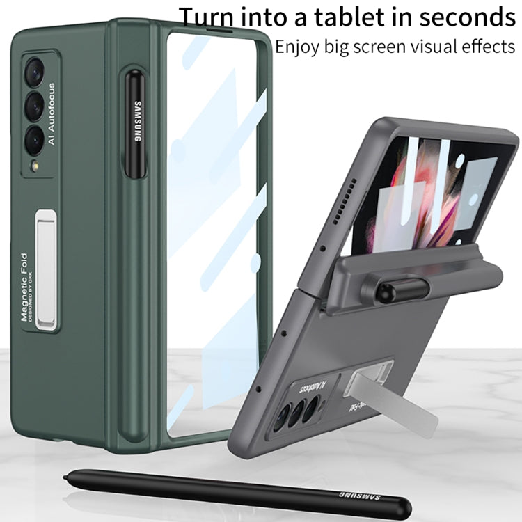 For Samsung Galaxy Z Fold3 5G GKK Full Coverage Magnetic Fold Hinge Shockproof Phone Case with Pen Slots(Green) - Galaxy Phone Cases by GKK | Online Shopping South Africa | PMC TechLife | Buy Now Pay Later Mobicred