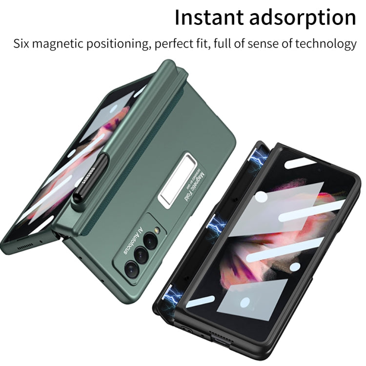 For Samsung Galaxy Z Fold3 5G GKK Full Coverage Magnetic Fold Hinge Shockproof Phone Case with Pen Slots(Green) - Galaxy Phone Cases by GKK | Online Shopping South Africa | PMC TechLife | Buy Now Pay Later Mobicred