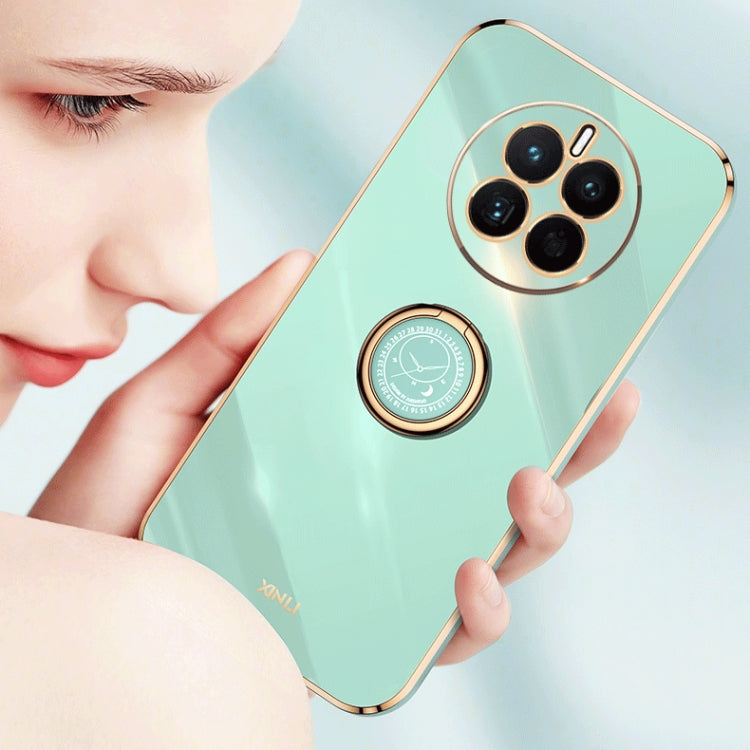 For Huawei nova 10 Pro XINLI Straight Edge 6D Electroplate TPU Phone Case with Ring Holder(Pink) - Huawei Cases by PMC TechLife | Online Shopping South Africa | PMC TechLife | Buy Now Pay Later Mobicred
