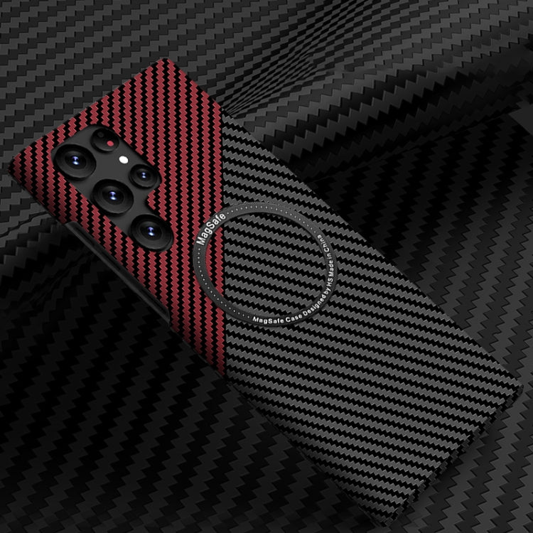 For Samsung Galaxy S23 Ultra 5G Carbon Fiber Texture MagSafe Magnetic Phone Case(Black Red) - free shipping - PMC TechLife - Order now!