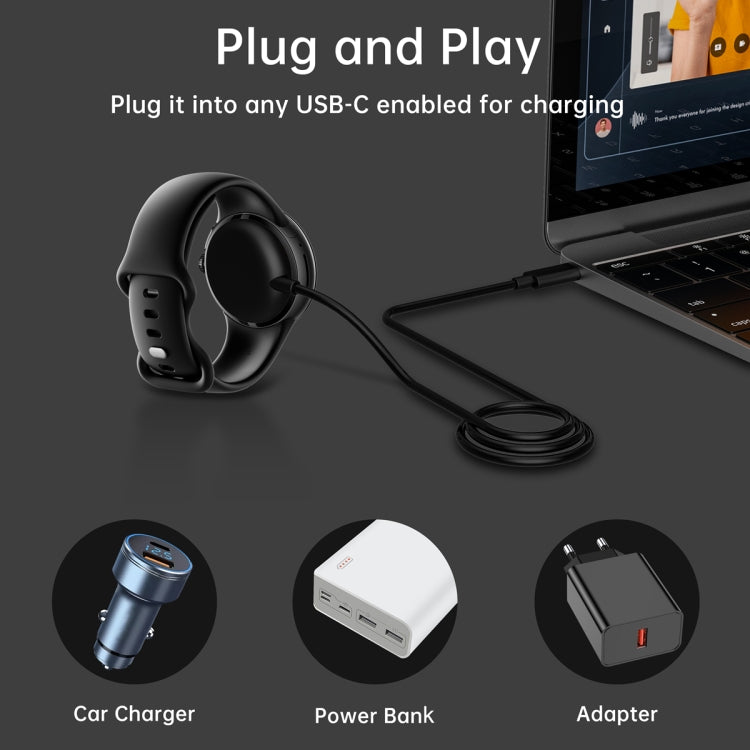 For Google Pixel Watch USB Port Smart Watch Magnetic Charging Cable, Length: 1m(Black) - Other by PMC TechLife | Online Shopping South Africa | PMC TechLife | Buy Now Pay Later Mobicred