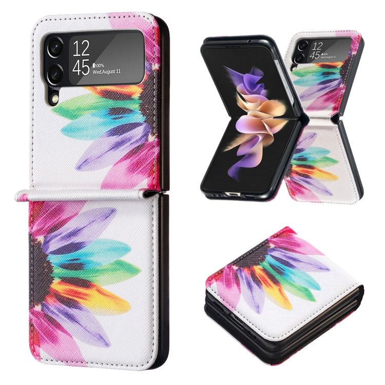 For Samsung Galaxy Z Flip3 5G Colored Drawing Invisible Magnetic Leather Phone Case(Sun Flower) - free shipping - PMC TechLife - Order now!