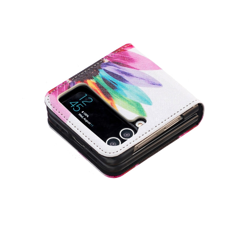 For Samsung Galaxy Z Flip3 5G Colored Drawing Invisible Magnetic Leather Phone Case(Sun Flower) - free shipping - PMC TechLife - Order now!