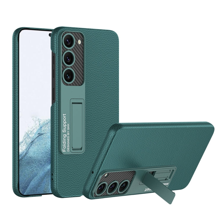 For Samsung Galaxy S23+ 5G GKK Plain Leather Shockproof Phone Case with Holder(Forest Green) - Galaxy S23+ 5G Cases by GKK | Online Shopping South Africa | PMC TechLife