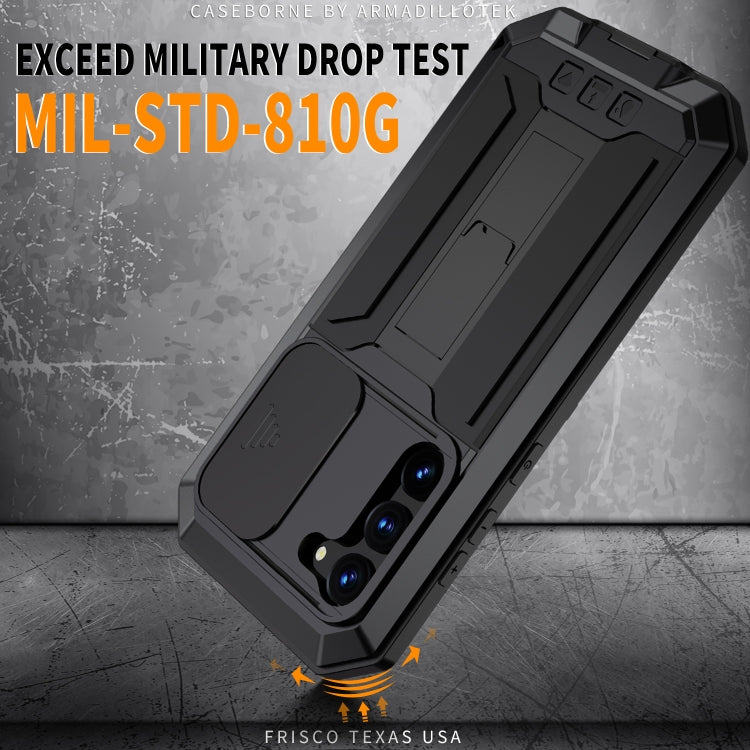 For Samsung Galaxy S23 5G R-JUST Sliding Camera Design Life Waterproof Dustproof Shockproof Phone Case(Black) - free shipping - PMC TechLife - Order now!