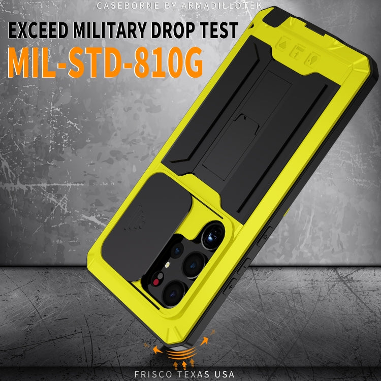 For Samsung Galaxy S23 Ultra 5G R-JUST Sliding Camera Design Life Waterproof Dustproof Shockproof Phone Case(Yellow) - free shipping - PMC TechLife - Order now!