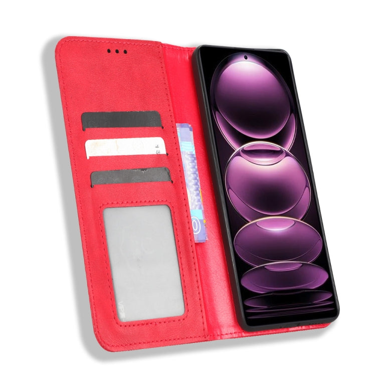 For Xiaomi Redmi Note 12 Pro+ Global Magnetic Buckle Retro Texture Leather Phone Case(Red) - free shipping - PMC TechLife - Order now!