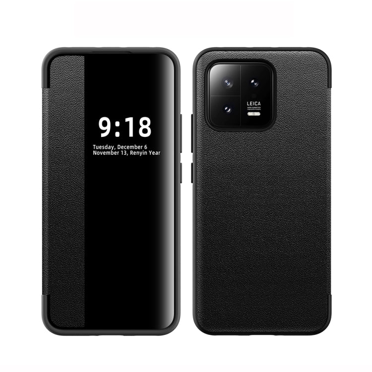 For Xiaomi 13 Magnetic Side Window View Shockproof Horizontal Flip Leather Case(Black) - free shipping - PMC TechLife - Order now!