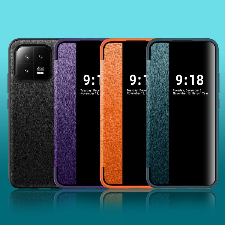 For Xiaomi 13 Magnetic Side Window View Shockproof Horizontal Flip Leather Case(Black) - free shipping - PMC TechLife - Order now!
