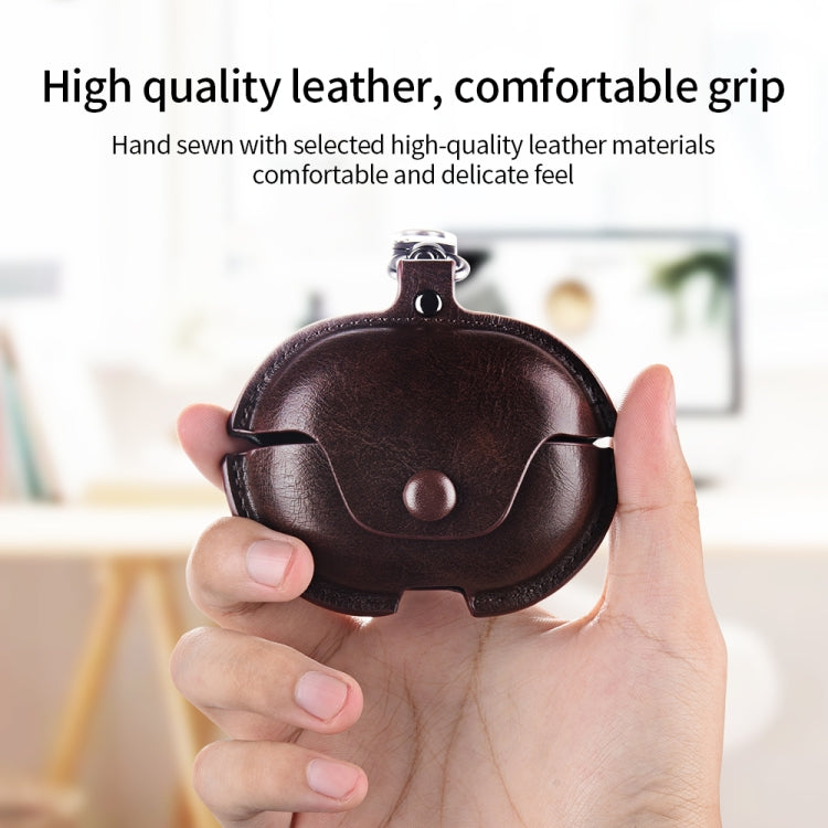 For Huawei FreeBuds Pro Business Leather Earphone Protective Case with Hook(Light Brown) - Huawei Earphone Case by PMC TechLife | Online Shopping South Africa | PMC TechLife