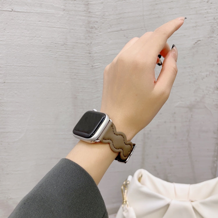 Genuine Leather Breathable Watch Band For Apple Watch Ultra 49mm&Watch Ultra 2 49mm / Series 9&8&7 45mm / SE 3&SE 2&6&SE&5&4 44mm / 3&2&1 42mm(White) - free shipping - PMC TechLife - Order now!