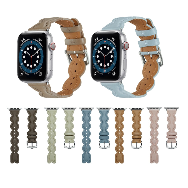 Genuine Leather Breathable Watch Band For Apple Watch Series 9&8&7 41mm / SE 3&SE 2&6&SE&5&4 40mm / 3&2&1 38mm(Pink) - free shipping - PMC TechLife - Order now!